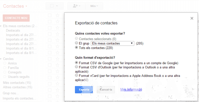 Passar contactes de GMail a Nokia Suite 3.8.54